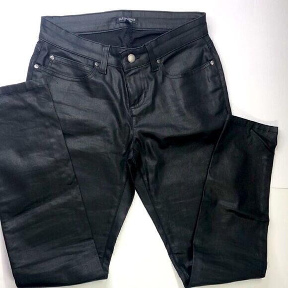 Eileen Fisher Petite 4P Coated Black Stretch Jeans – Organic Cotton - Picture 3 of 12